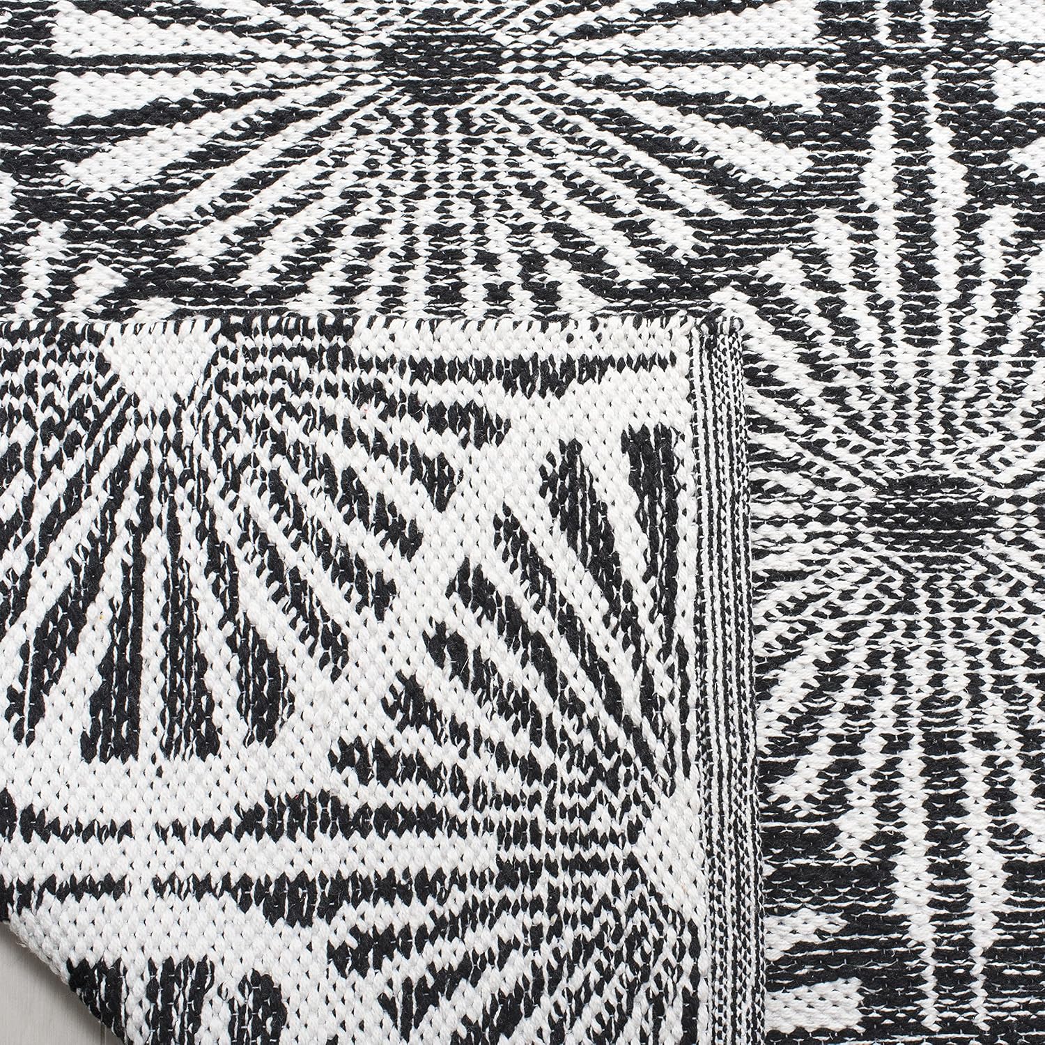 Black Ivory Handwoven Cotton Runner Rug