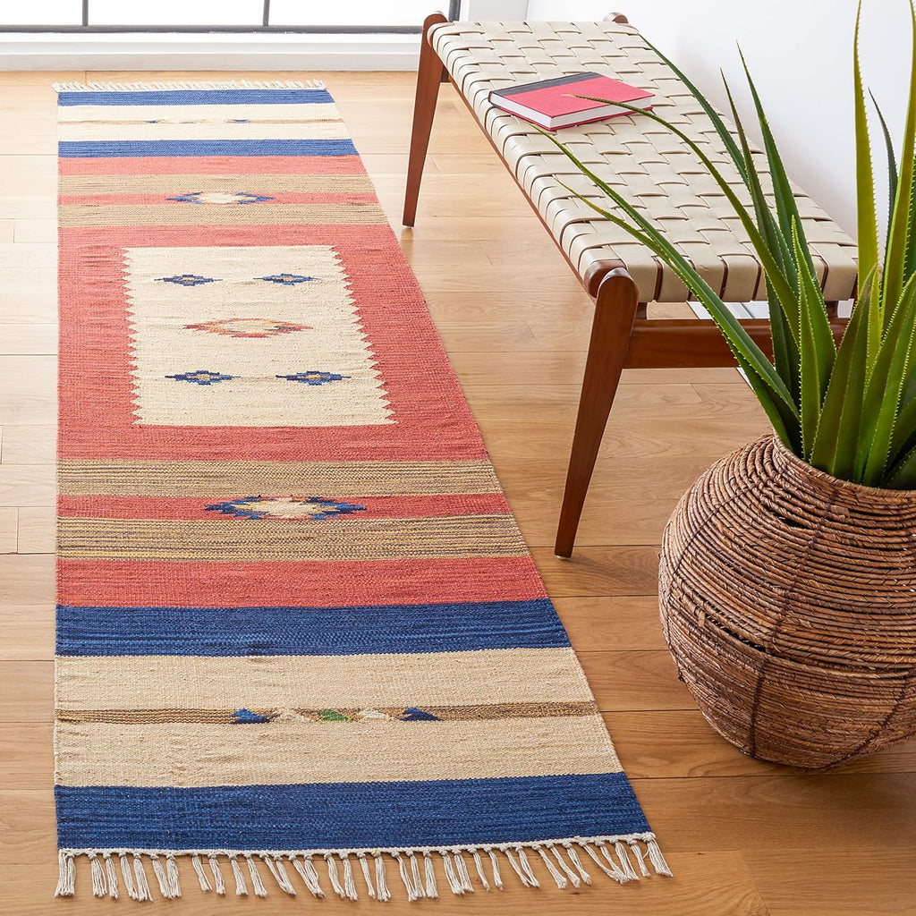 Boho Tribal Cotton Fringe Runner Rug