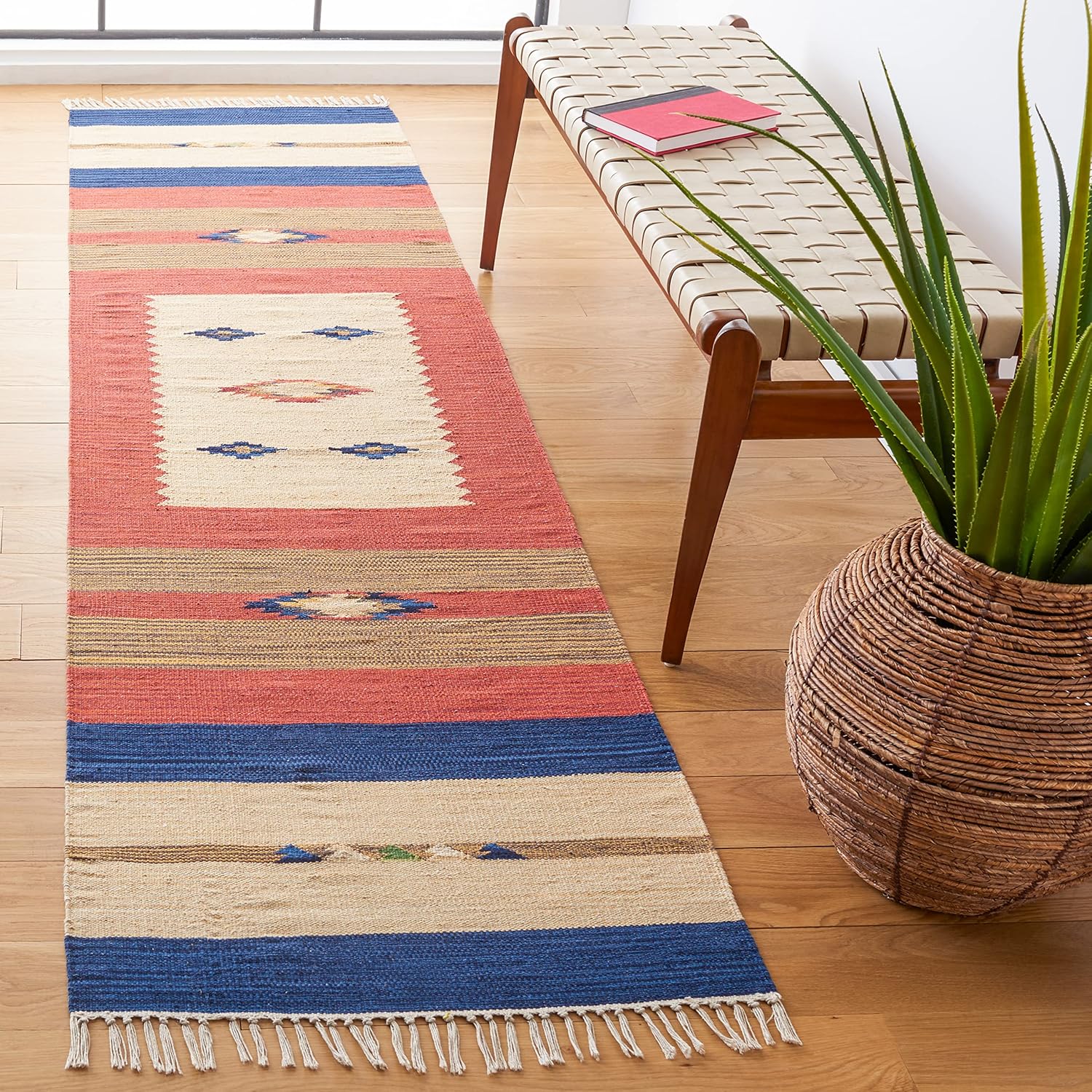 Boho Tribal Cotton Fringe Runner Rug